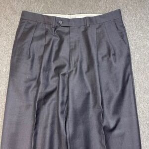 Santorelli Luxury Serge Men's Pleated Dress Pants 35x32 Made in Italy 100%‎ Wool